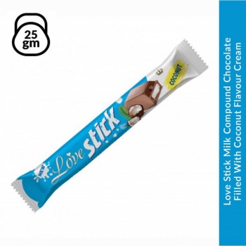 Love Stick Milk Compound Chocolate Filled With Coconut